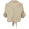 imageOmoone Womens 34 Sleeve Denim Crop Top Tie Knot Shirt CardiganApricot
