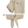 imageOmoone Womens 34 Sleeve Denim Crop Top Tie Knot Shirt CardiganApricot
