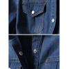 imageOmoone Womens 34 Sleeve Denim Crop Top Tie Knot Shirt CardiganDark Blue