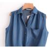 imageOmoone Womens 34 Sleeve Denim Crop Top Tie Knot Shirt CardiganDark Blue Sleeveless