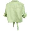 imageOmoone Womens 34 Sleeve Denim Crop Top Tie Knot Shirt CardiganGreen