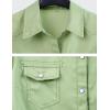 imageOmoone Womens 34 Sleeve Denim Crop Top Tie Knot Shirt CardiganGreen