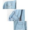 imageOmoone Womens 34 Sleeve Denim Crop Top Tie Knot Shirt CardiganLight Blue