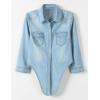 imageOmoone Womens 34 Sleeve Denim Crop Top Tie Knot Shirt CardiganLight Blue