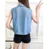 imageOmoone Womens 34 Sleeve Denim Crop Top Tie Knot Shirt CardiganLight Blue Sleeveless