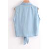 imageOmoone Womens 34 Sleeve Denim Crop Top Tie Knot Shirt CardiganLight Blue Sleeveless