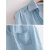 imageOmoone Womens 34 Sleeve Denim Crop Top Tie Knot Shirt CardiganLight Blue Sleeveless