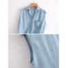 imageOmoone Womens 34 Sleeve Denim Crop Top Tie Knot Shirt CardiganLight Blue Sleeveless