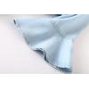 imageOmoone Womens 34 Sleeve Denim Crop Top Tie Knot Shirt CardiganLightbluerufflesleeve