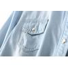 imageOmoone Womens 34 Sleeve Denim Crop Top Tie Knot Shirt CardiganLightbluerufflesleeve