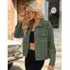 imageOmoone Womens Long Sleeve Rivet Studded Denim Jacket Casual Pearl Short Jean Coat Concert Nashville OutfitsArmy Green