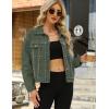 imageOmoone Womens Long Sleeve Rivet Studded Denim Jacket Casual Pearl Short Jean Coat Concert Nashville OutfitsArmy Green