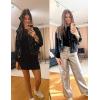 imageOmoone Womens Long Sleeve Rivet Studded Denim Jacket Casual Pearl Short Jean Coat Concert Nashville OutfitsBlack