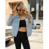 imageOmoone Womens Long Sleeve Rivet Studded Denim Jacket Casual Pearl Short Jean Coat Concert Nashville OutfitsBlue