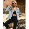 imageOmoone Womens Long Sleeve Rivet Studded Denim Jacket Casual Pearl Short Jean Coat Concert Nashville OutfitsBlue