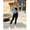 imageOmoone Womens Long Sleeve Rivet Studded Denim Jacket Casual Pearl Short Jean Coat Concert Nashville OutfitsBlue
