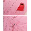 imageOmoone Womens Long Sleeve Rivet Studded Denim Jacket Casual Pearl Short Jean Coat Concert Nashville OutfitsPink