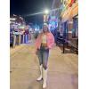 imageOmoone Womens Long Sleeve Rivet Studded Denim Jacket Casual Pearl Short Jean Coat Concert Nashville OutfitsPink