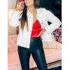 imageOmoone Womens Long Sleeve Rivet Studded Denim Jacket Casual Pearl Short Jean Coat Concert Nashville OutfitsWhite