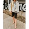 imageOmoone Womens Long Sleeve Rivet Studded Denim Jacket Casual Pearl Short Jean Coat Concert Nashville OutfitsWhite