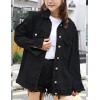 imageOmoone Womens Oversized Mid Long Denim Jacket Jean Biker CoatBlack