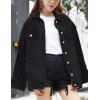 imageOmoone Womens Oversized Mid Long Denim Jacket Jean Biker CoatBlack