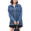 imageOmoone Womens Oversized Mid Long Denim Jacket Jean Biker CoatDark Blue