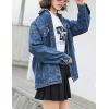 imageOmoone Womens Oversized Mid Long Denim Jacket Jean Biker CoatDark Blue