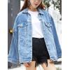 imageOmoone Womens Oversized Mid Long Denim Jacket Jean Biker CoatDenim Blue