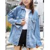 imageOmoone Womens Oversized Mid Long Denim Jacket Jean Biker CoatDenim Blue