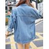 imageOmoone Womens Oversized Mid Long Denim Jacket Jean Biker CoatDenim Blue