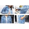 imageOmoone Womens Oversized Mid Long Denim Jacket Jean Biker CoatDenim Blue
