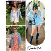 imageOmoone Womens Oversized Mid Long Denim Jacket Jean Biker CoatDenim Blue