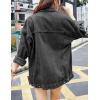imageOmoone Womens Oversized Mid Long Denim Jacket Jean Biker CoatGrey