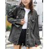 imageOmoone Womens Oversized Mid Long Denim Jacket Jean Biker CoatGrey
