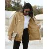imageOmoone Womens Oversized Mid Long Denim Jacket Jean Biker CoatKhaki