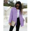 imageOmoone Womens Oversized Mid Long Denim Jacket Jean Biker CoatPurple