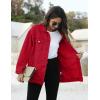 imageOmoone Womens Oversized Mid Long Denim Jacket Jean Biker CoatRed