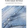 imageOmoone Womens Oversized Mid Long Denim Jacket Jean Biker CoatSky Blue