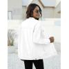 imageOmoone Womens Oversized Mid Long Denim Jacket Jean Biker CoatWhite