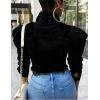 imageOmoone Womens Ripped Puff Sleeve Denim Crop Top LongSleeve Cropped Jean JacketBlack