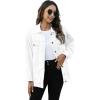 imageOmoone Womens Oversized Mid Long Denim Jacket Jean Biker CoatWhite