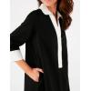 imageOmoone 2025 Swimsuit Coverup for Women Color Block Summer Beach Dresses V Neck Mini Linen Dress Shirts with PocketsBlack
