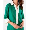 imageOmoone 2025 Swimsuit Coverup for Women Color Block Summer Beach Dresses V Neck Mini Linen Dress Shirts with PocketsGreen
