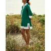 imageOmoone 2025 Swimsuit Coverup for Women Color Block Summer Beach Dresses V Neck Mini Linen Dress Shirts with PocketsGreen