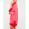imageOmoone 2025 Swimsuit Coverup for Women Color Block Summer Beach Dresses V Neck Mini Linen Dress Shirts with PocketsRed