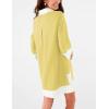 imageOmoone 2025 Swimsuit Coverup for Women Color Block Summer Beach Dresses V Neck Mini Linen Dress Shirts with PocketsYellow