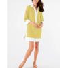 imageOmoone 2025 Swimsuit Coverup for Women Color Block Summer Beach Dresses V Neck Mini Linen Dress Shirts with PocketsYellow