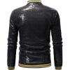 imageOmoone Mens Zip Up Mermaid Sequin Lightweight Shiny Clubwear Bomber JacketBlack