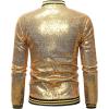 imageOmoone Mens Zip Up Mermaid Sequin Lightweight Shiny Clubwear Bomber JacketGold